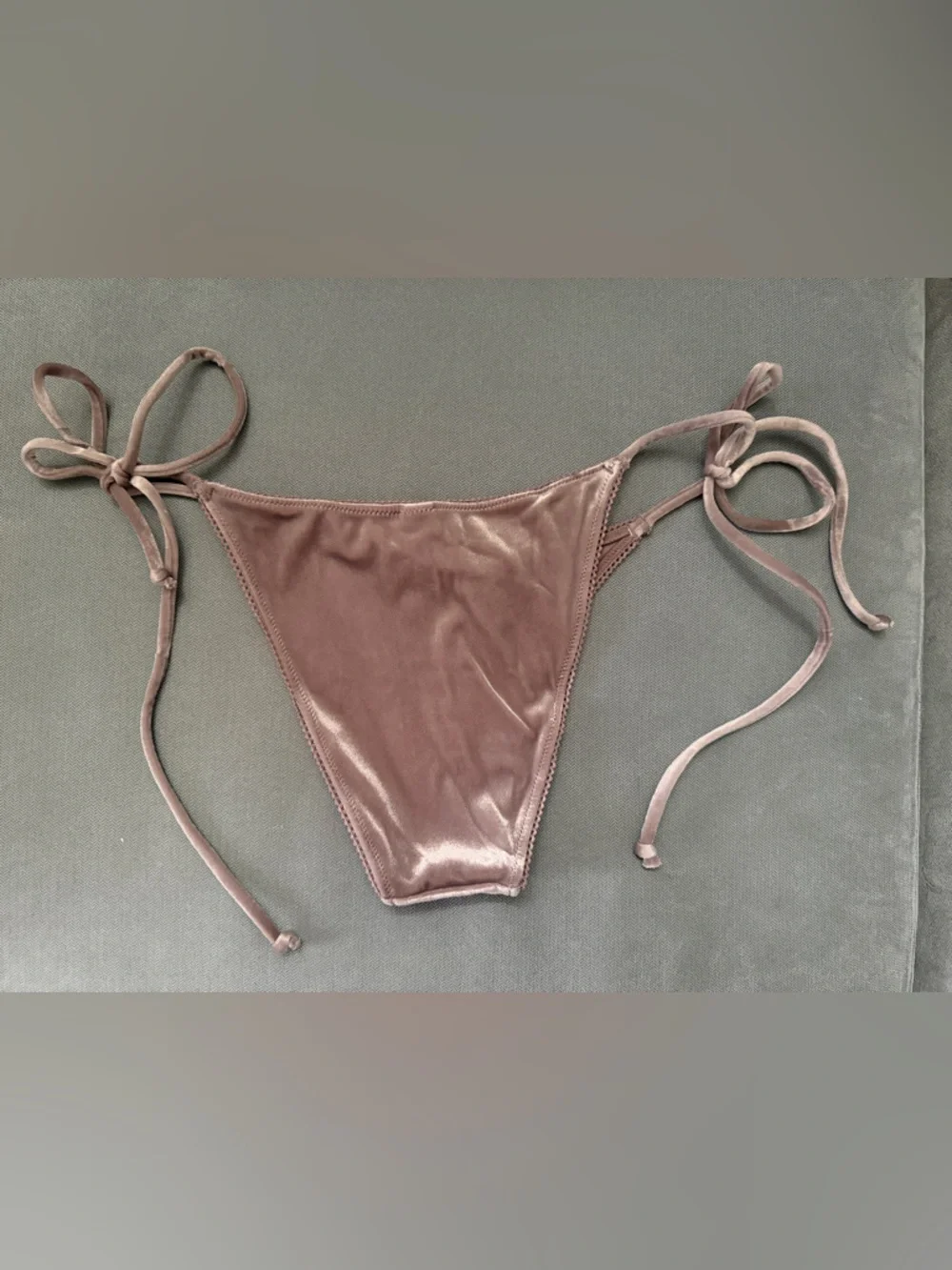 SKIMS Velvet Swim Tie Tanga Bottoms in Umber M NWT
